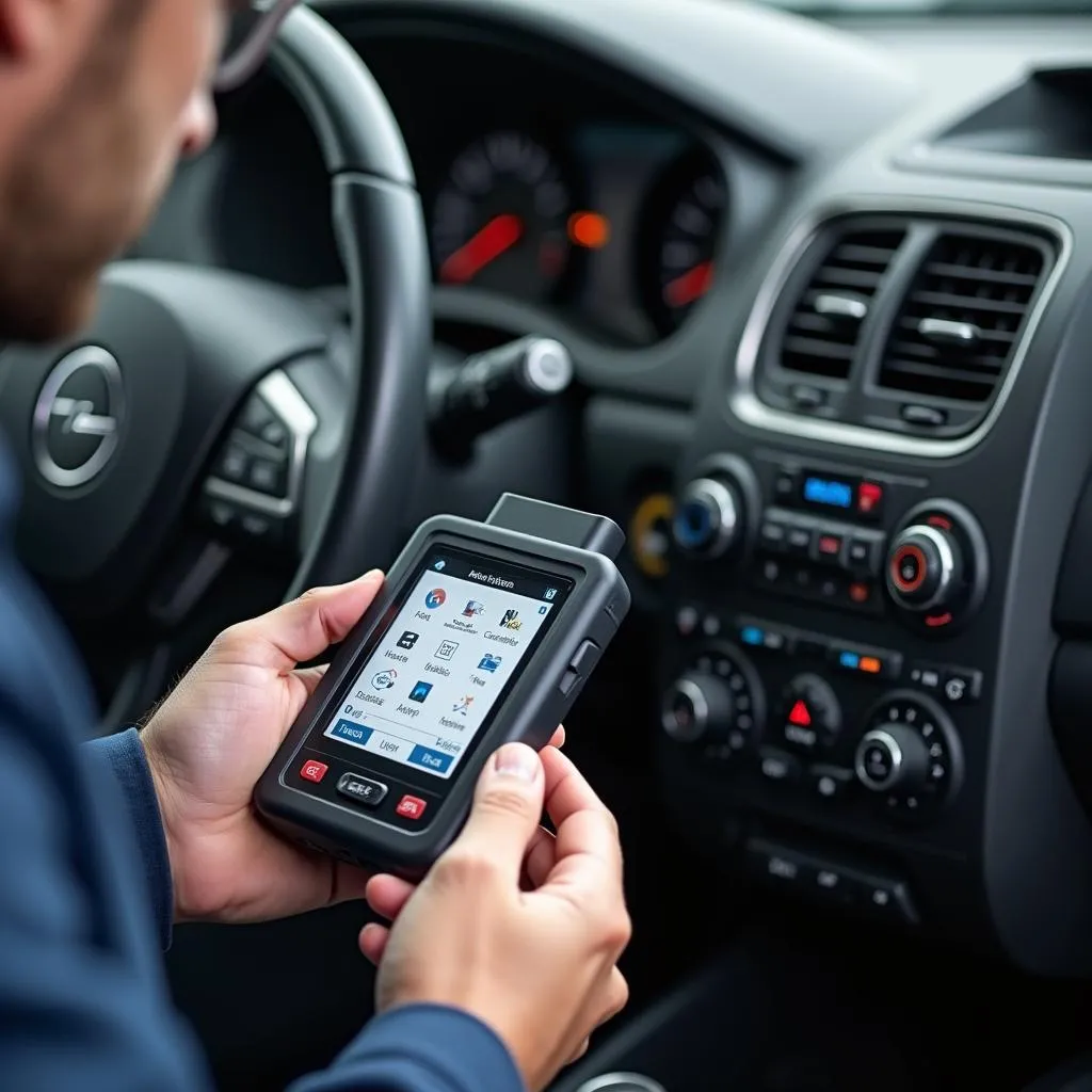 Un technicien utilisant un émulateur CD-I pour diagnostiquer une voiture européenne