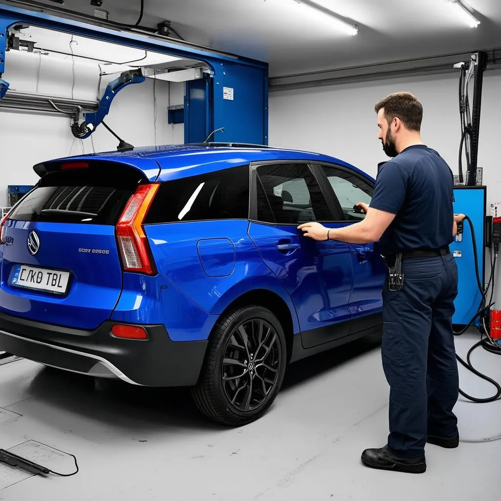 Diagnostic d'une voiture électrique dans un garage