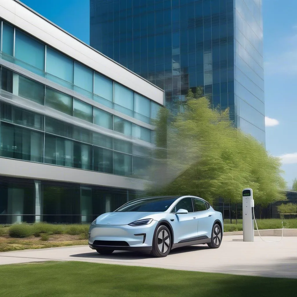 Voiture électrique en stationnement