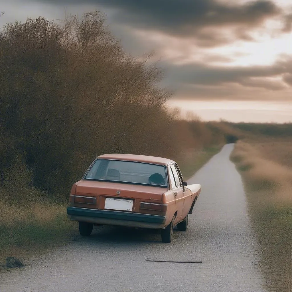 Voiture en panne sur le bord de la route