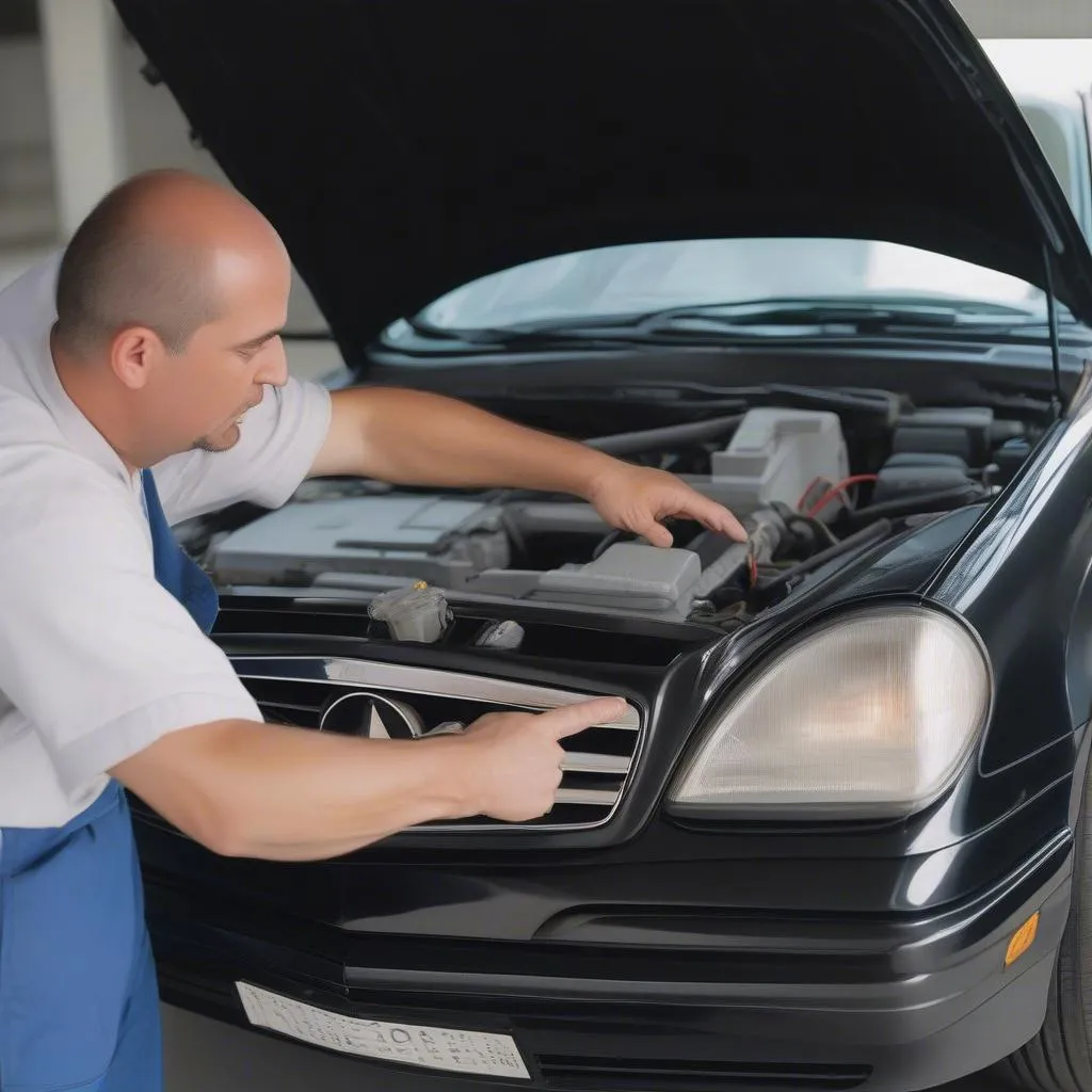 Mercedes W210 OBD port location - engine bay