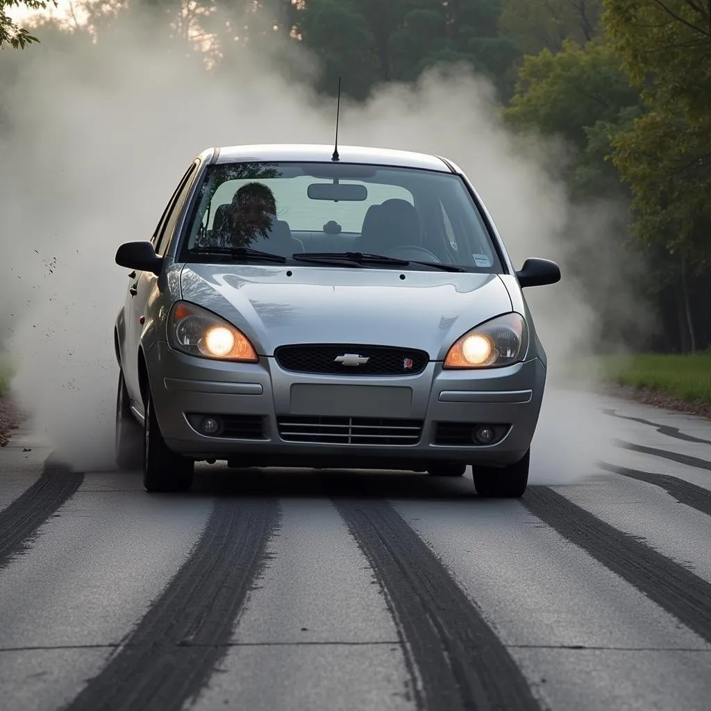 Accident de voiture et freinage d'urgence