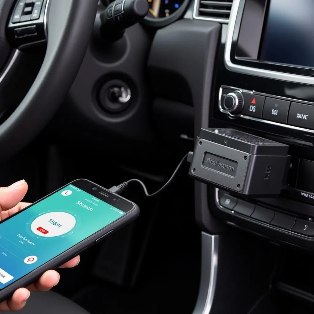 Adaptateur OBD Bluetooth connecté à une voiture et un smartphone