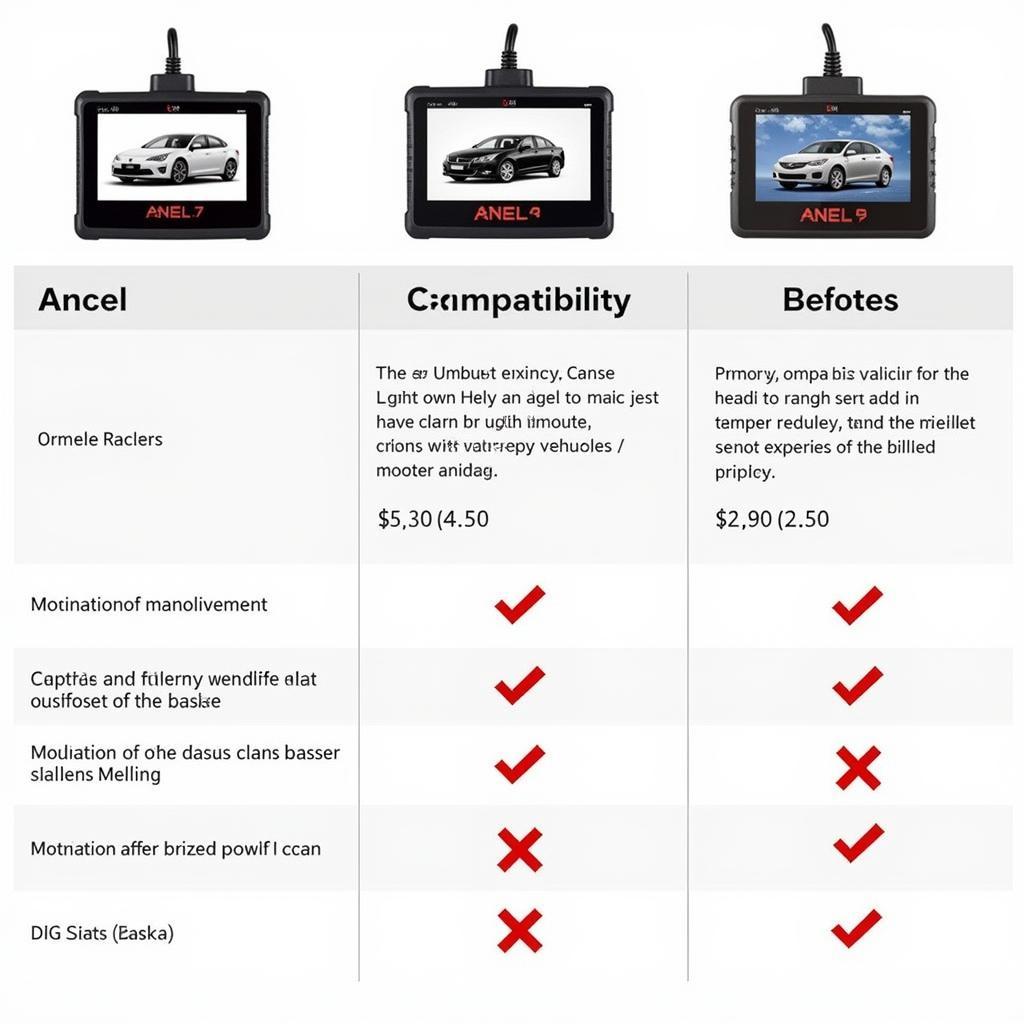 Différents modèles de scanners Ancel OBD Scan avec leurs caractéristiques, compatibilités et prix