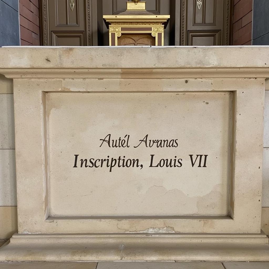 Autel de l'église d'Avenas avec l'inscription de Louis VII