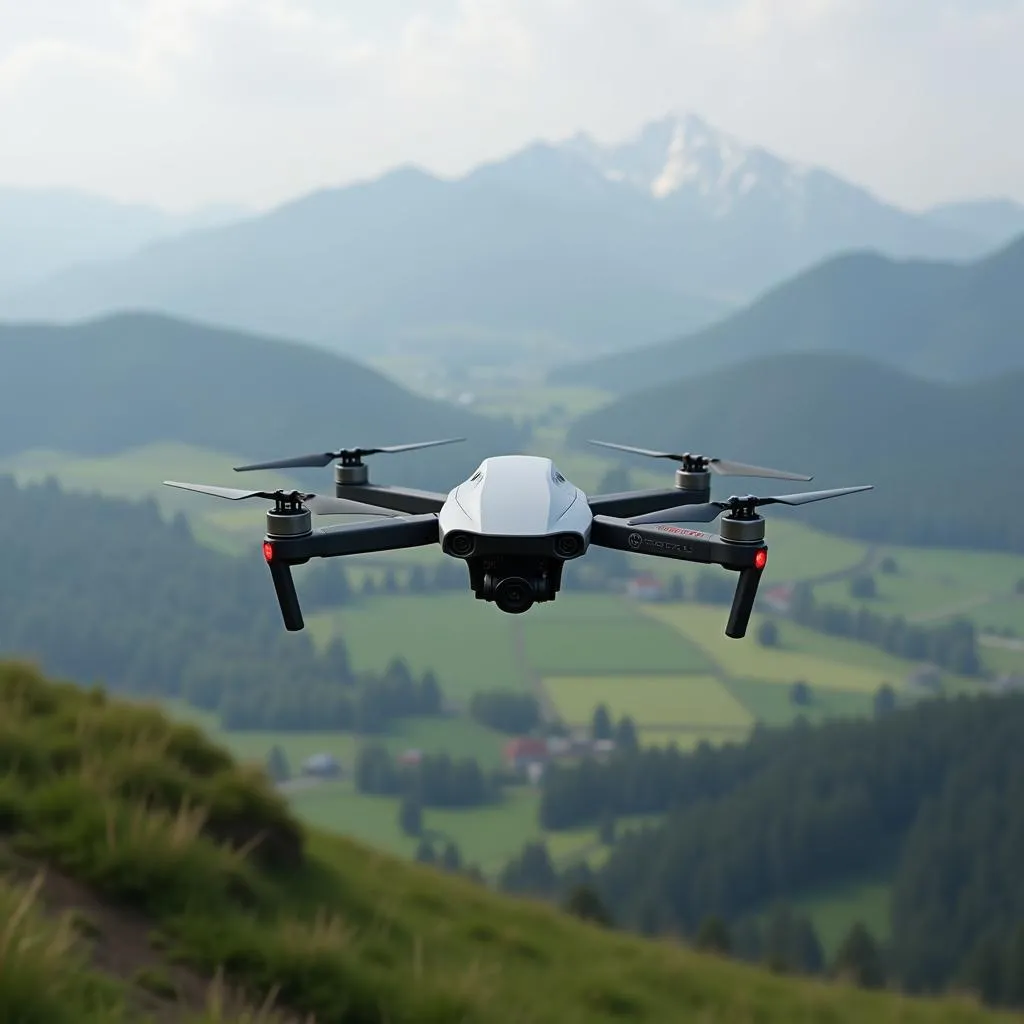 Drone Autel Evo Robotics 4K en vol au-dessus d'un paysage