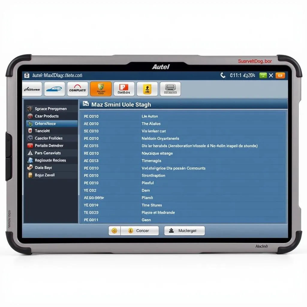 Interface du logiciel Autel MaxiDiag Elite