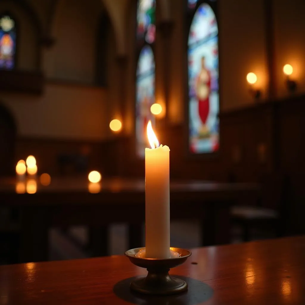 Bougie d'autel dans une église