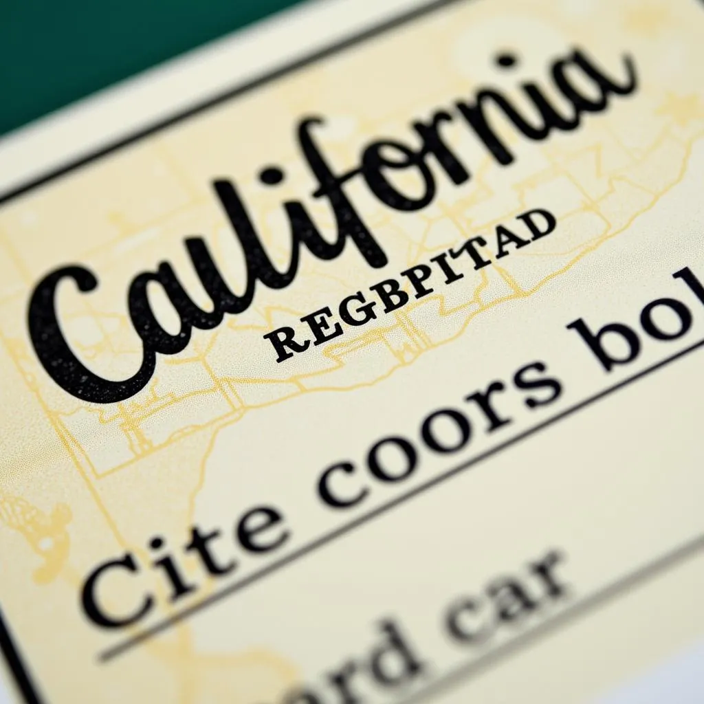 Carte d'immatriculation en Californie 