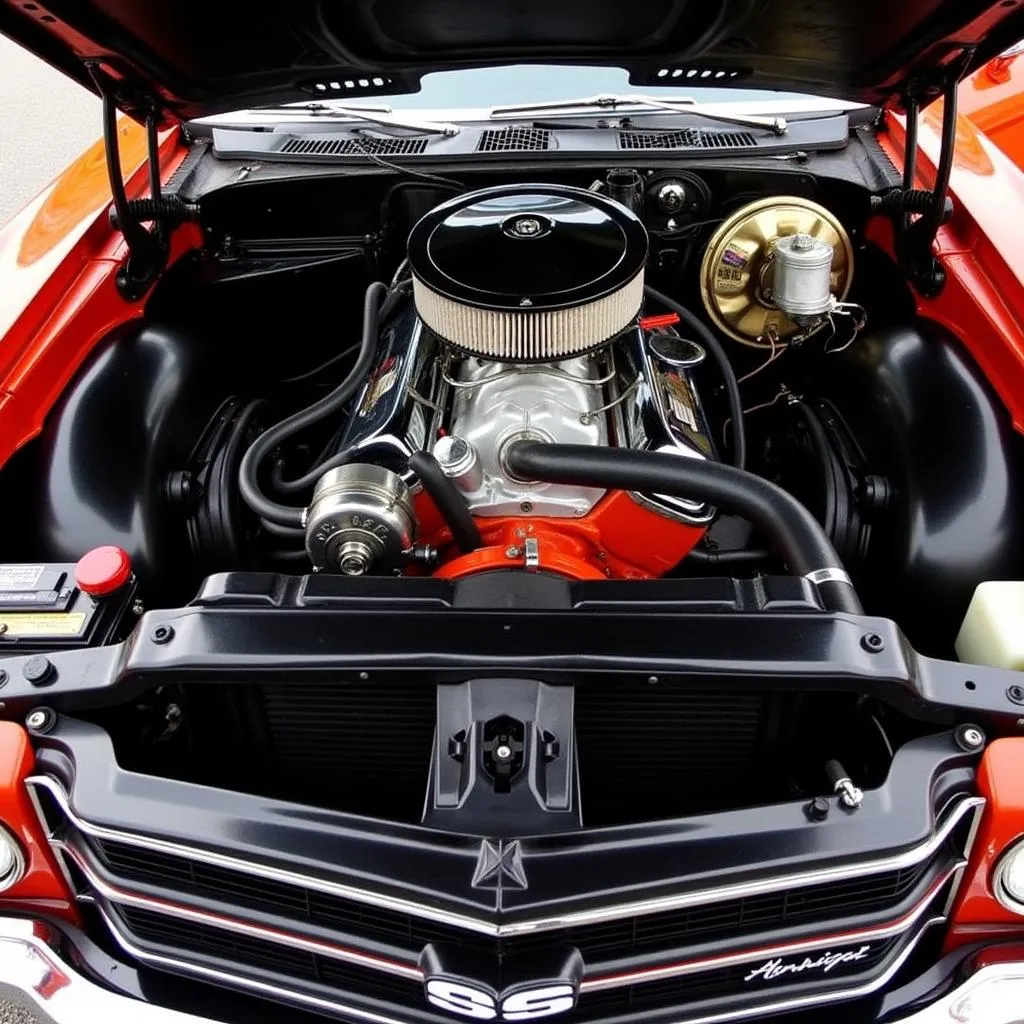 Moteur V8 puissant d'une Chevrolet Chevelle 71