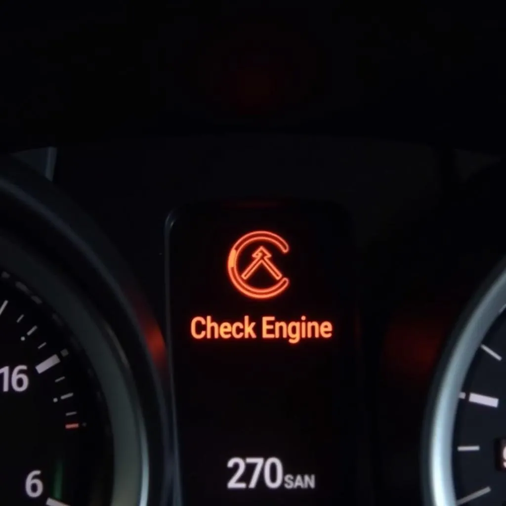 Tableau de bord Mitsubishi Outlander affichant le voyant "Check Engine"