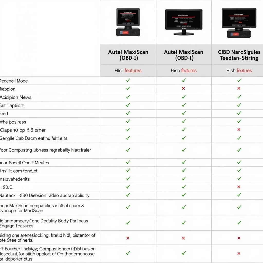 Tableau comparatif des différents modèles Autel MaxiScan OBD-II