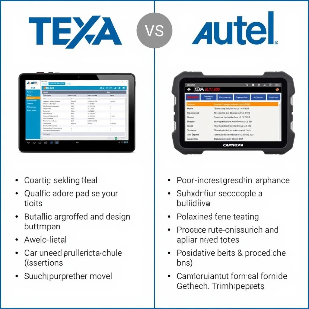 Interface utilisateur Texa et Autel