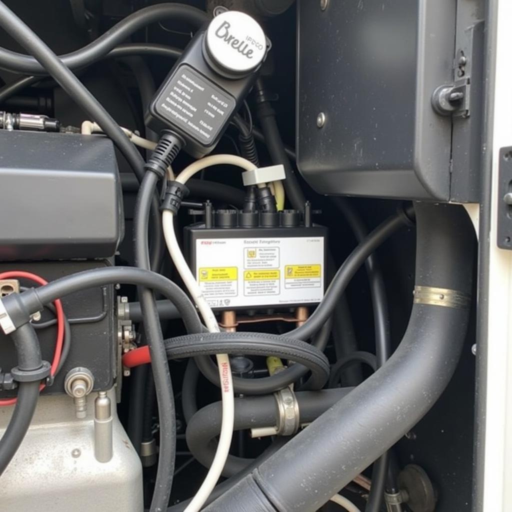 Connecteur OBD dans l'espace moteur d'un Freightliner