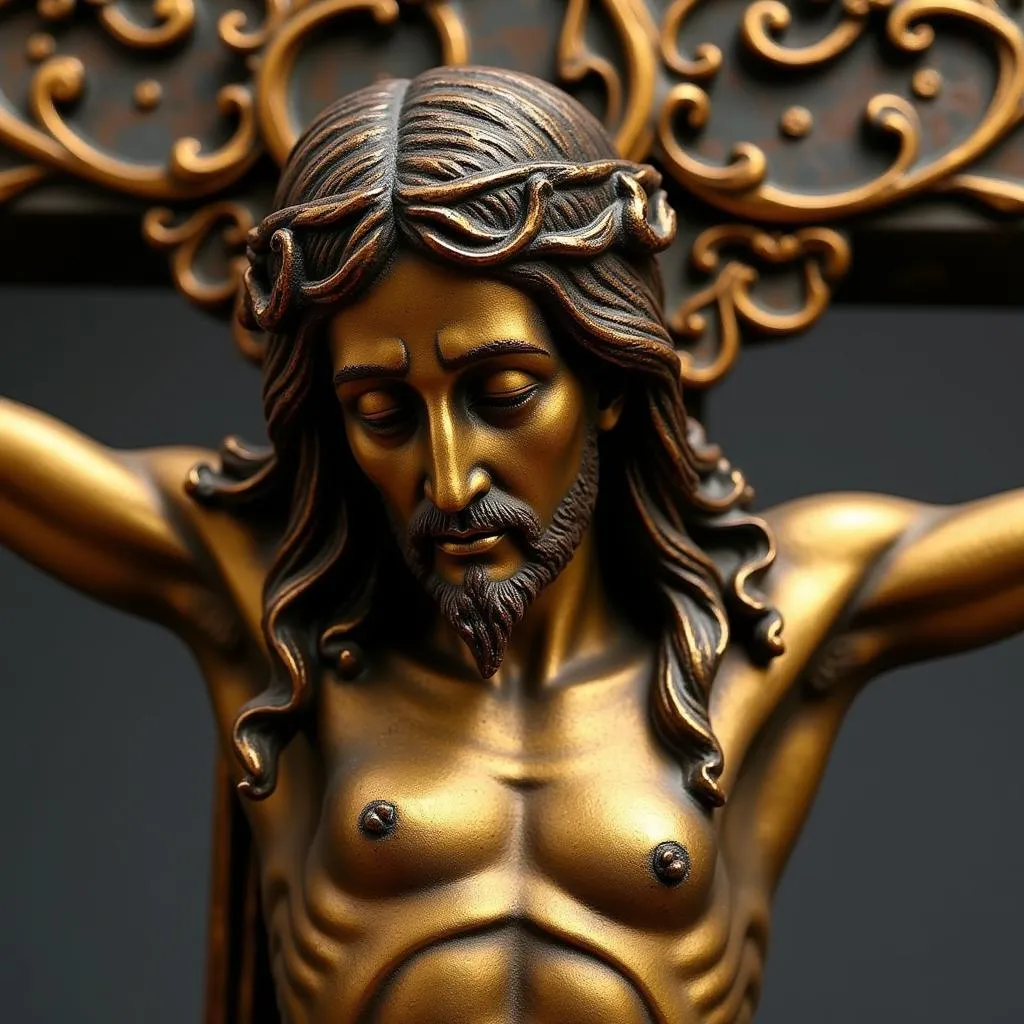 Crucifix en bronze doré d'époque 18ème