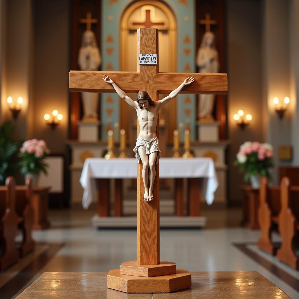 Crucifix sur l'autel d'une église