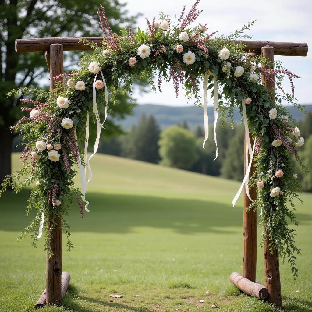 Décoration florale bohème et champêtre pour un autel de mariage