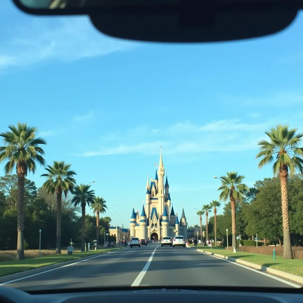 Vue de Disney World depuis une voiture de location