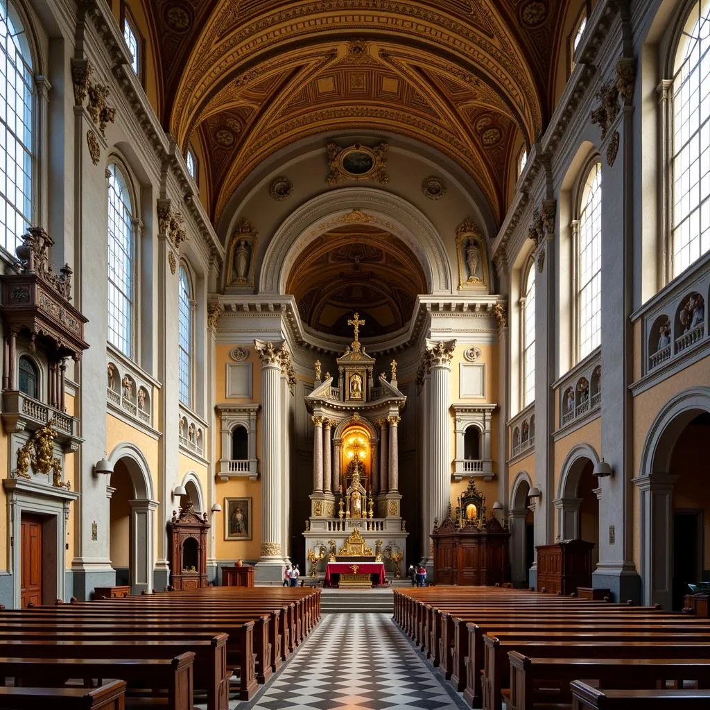 Vue générale de l'Église du Gesù avec l'autel de Saint Ignace