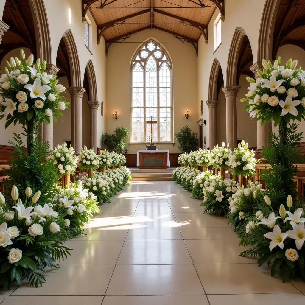 Décoration florale élégante pour un mariage à l'église