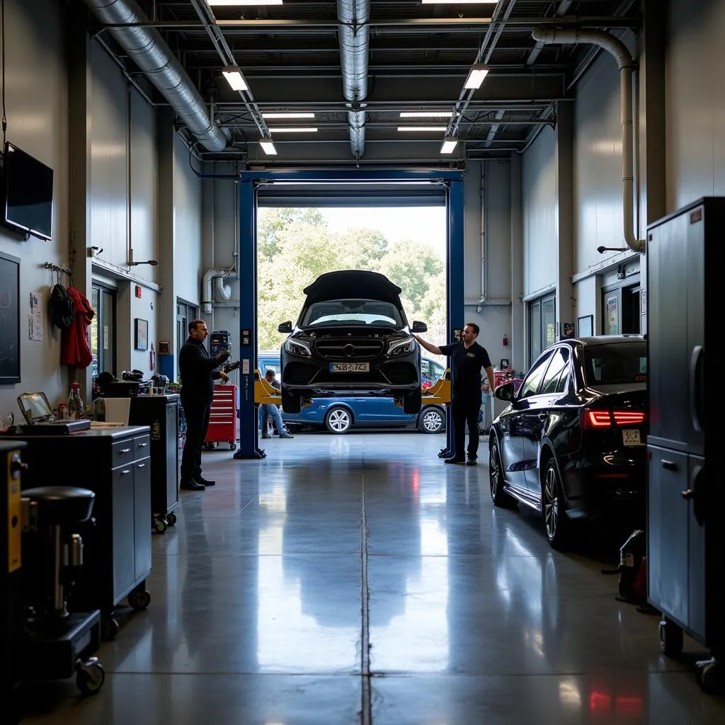 Intérieur d'un garage automobile