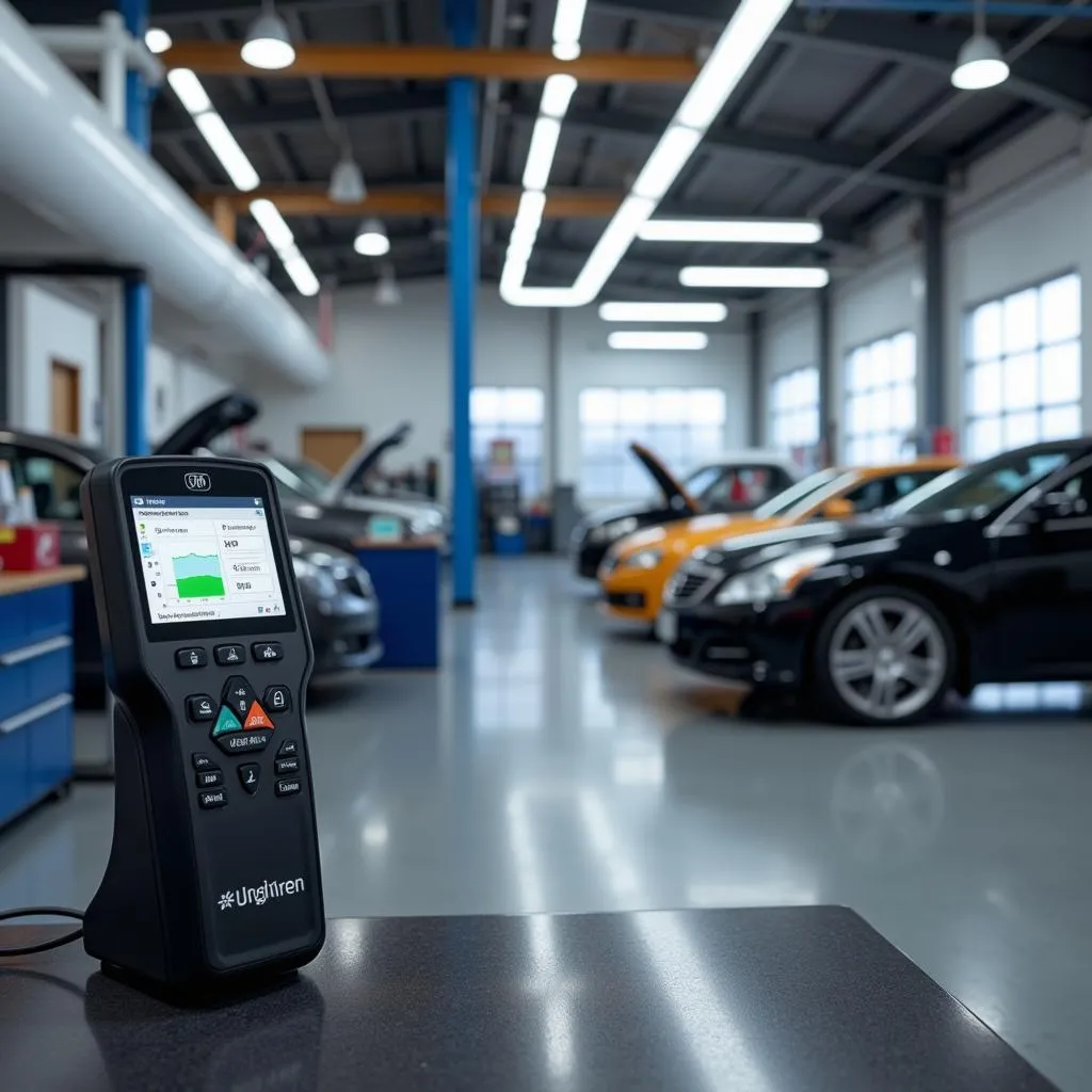 Garage moderne équipé de l'outil de diagnostic