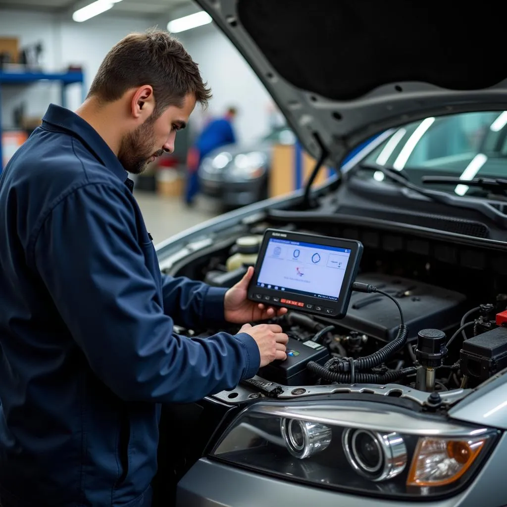 Inspection automobile en garage