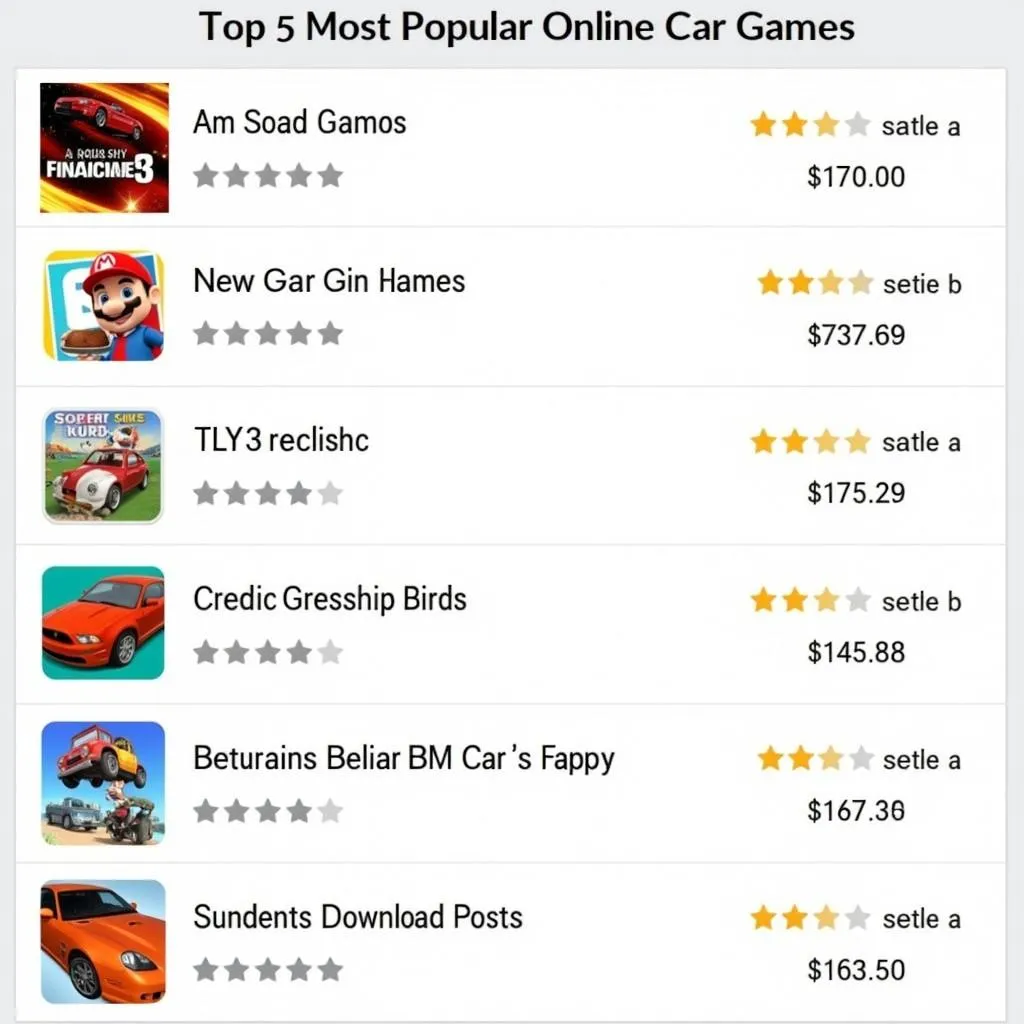 Top list des jeux de voiture en ligne