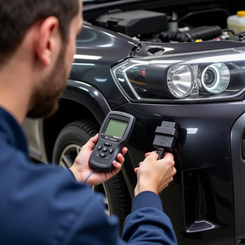 Lecteur de code OBD2 connecté à une Toyota