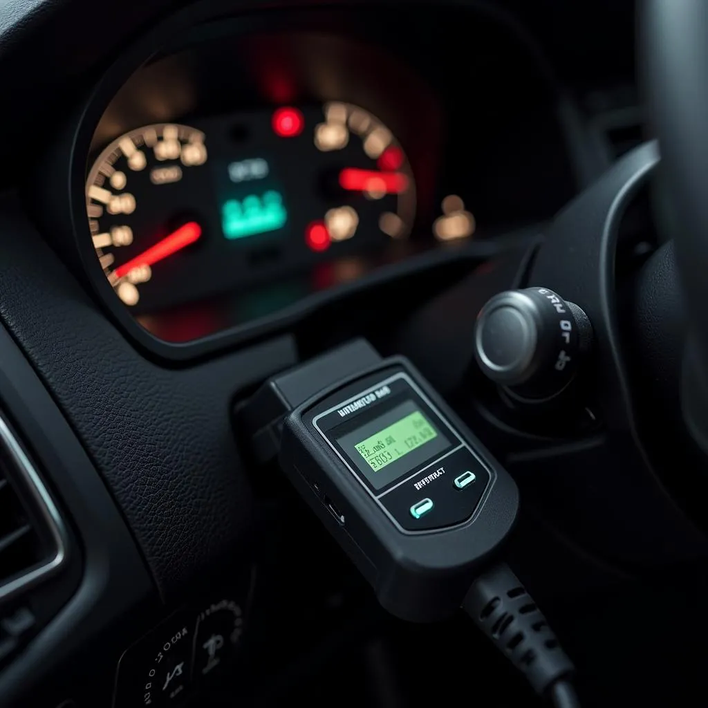 Lecteur OBD branché sur une voiture