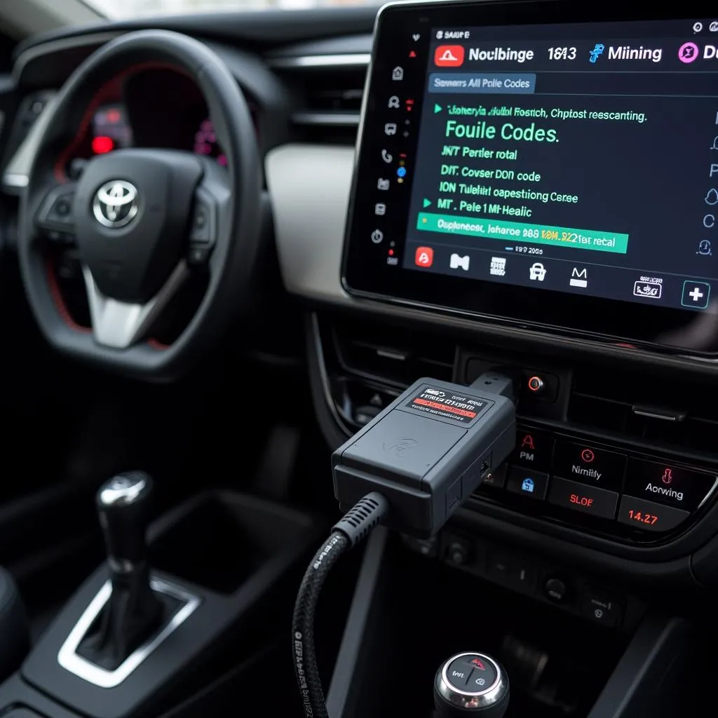 Lecteur OBD2 connecté à une Toyota Corolla