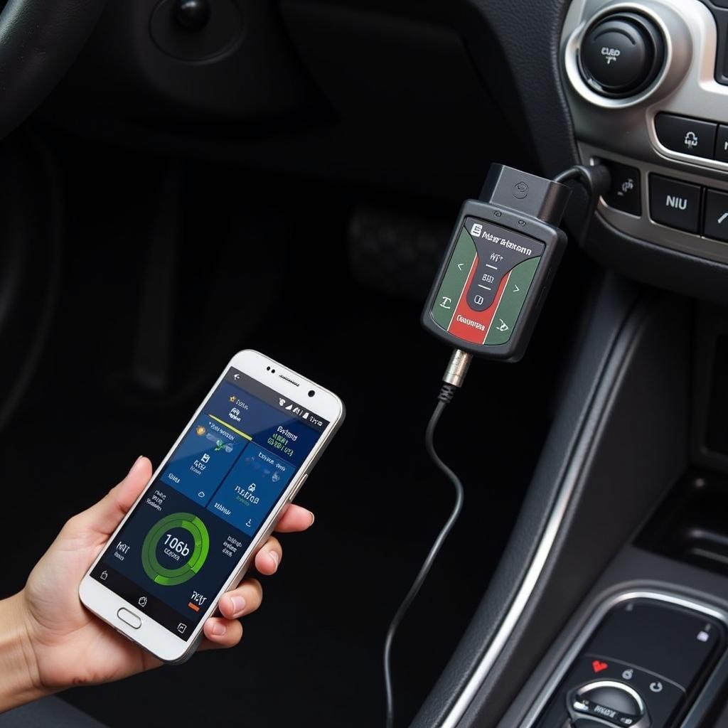 Lecteur OBD2 pour smartphone connecté à un port OBD2