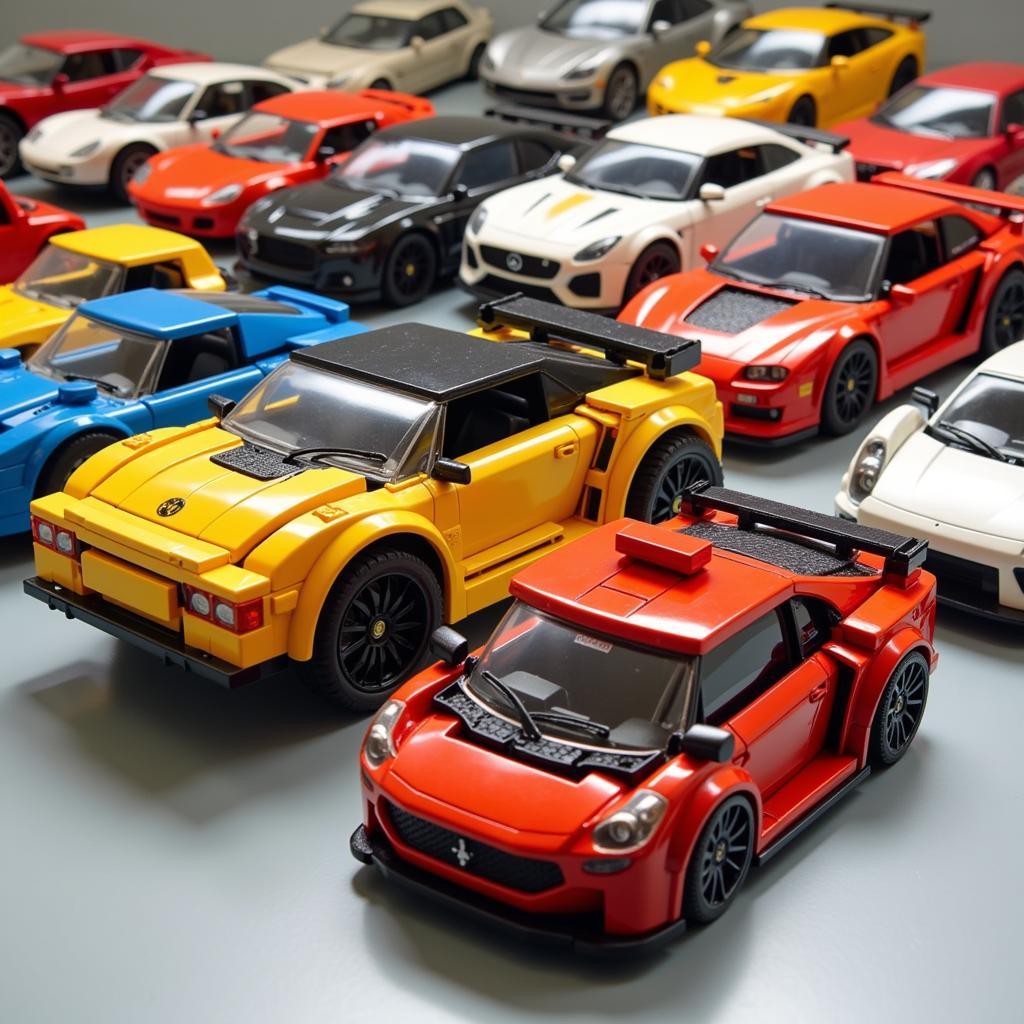 Une collection de voitures LEGO