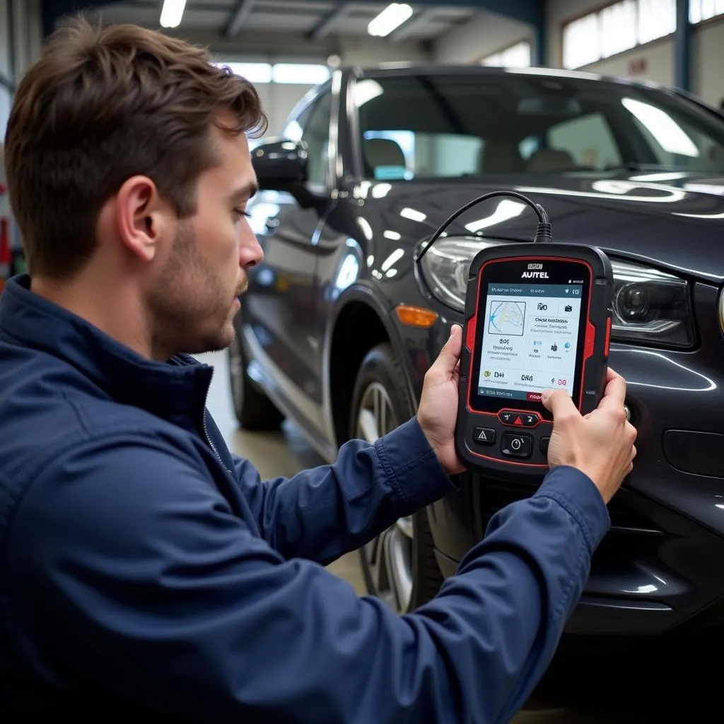 Mécanicien utilisant l'Autel Col Mosphore FF12 dans un garage