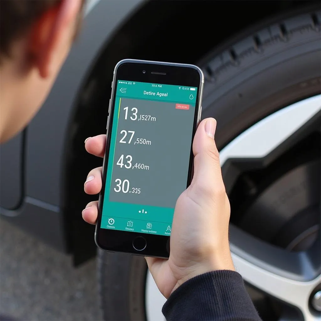 Application OBD affichant la pression des pneus sur un smartphone