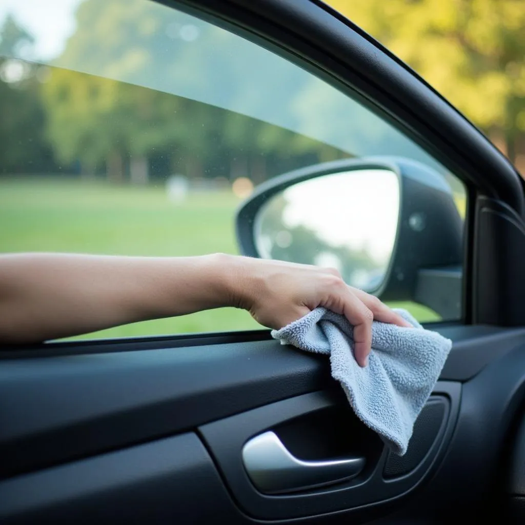 Nettoyage des vitres d'une voiture pour une meilleure visibilité sur la route