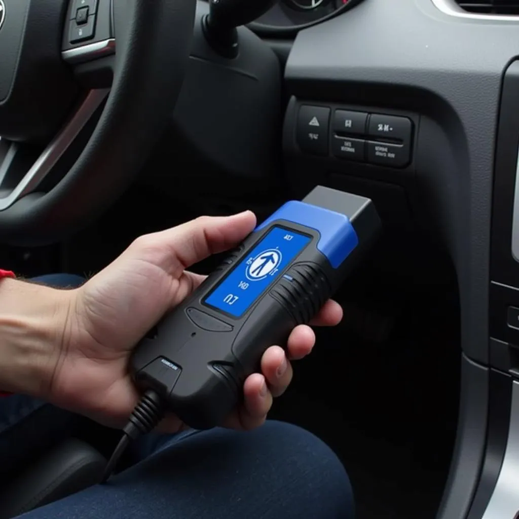 Outil de diagnostic Easy OBD 2.4 connecté à une voiture