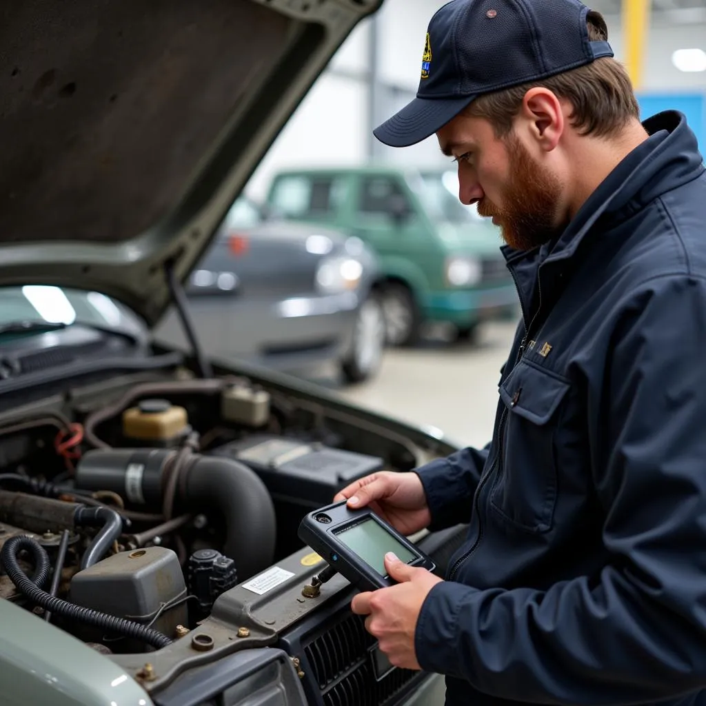 Outil de diagnostic OBD connecté à un Van Safari