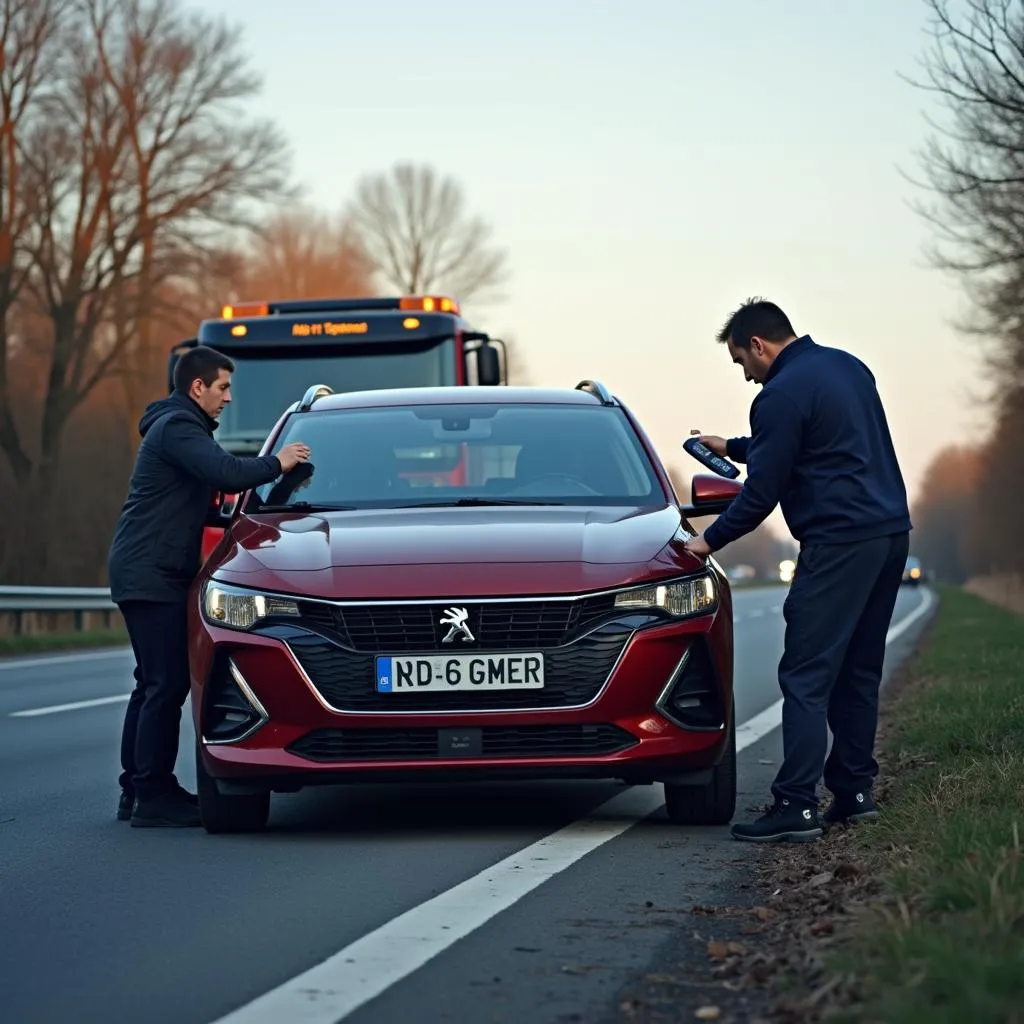 Dépannage d'une panne de système d'injection sur une Peugeot en panne sur l'autoroute A7