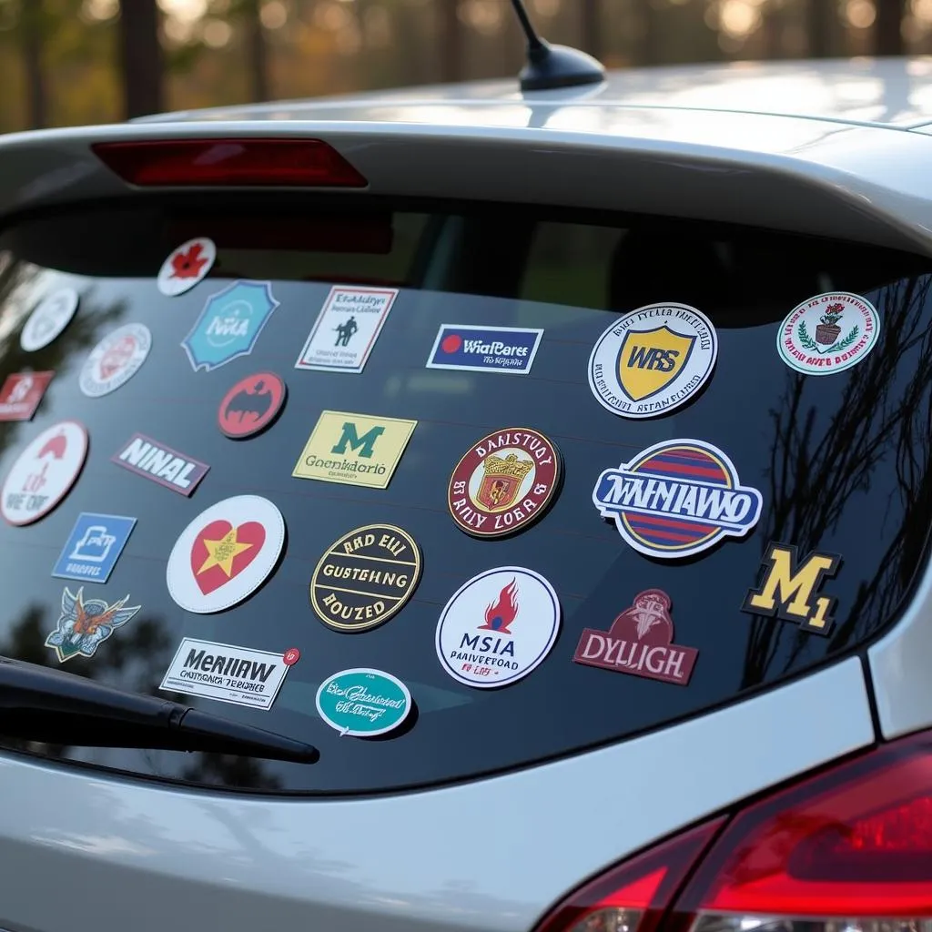 Lunette arrière personnalisée avec des autocollants