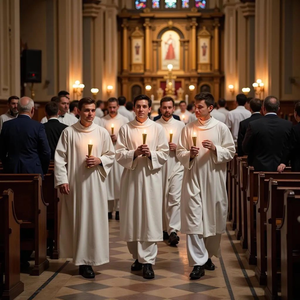 Procession des servants d'autel à Saint Laurent des Autels