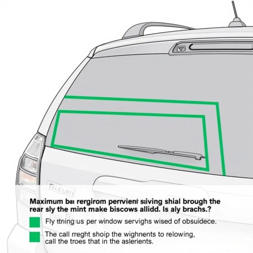 Schéma illustrant la surface maximale occultable sur la lunette arrière d'une voiture