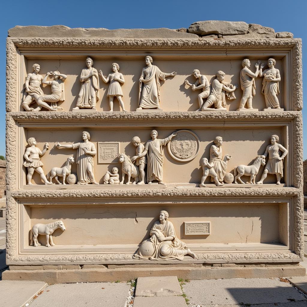 Reliefs sculptés sur l'autel de la paix