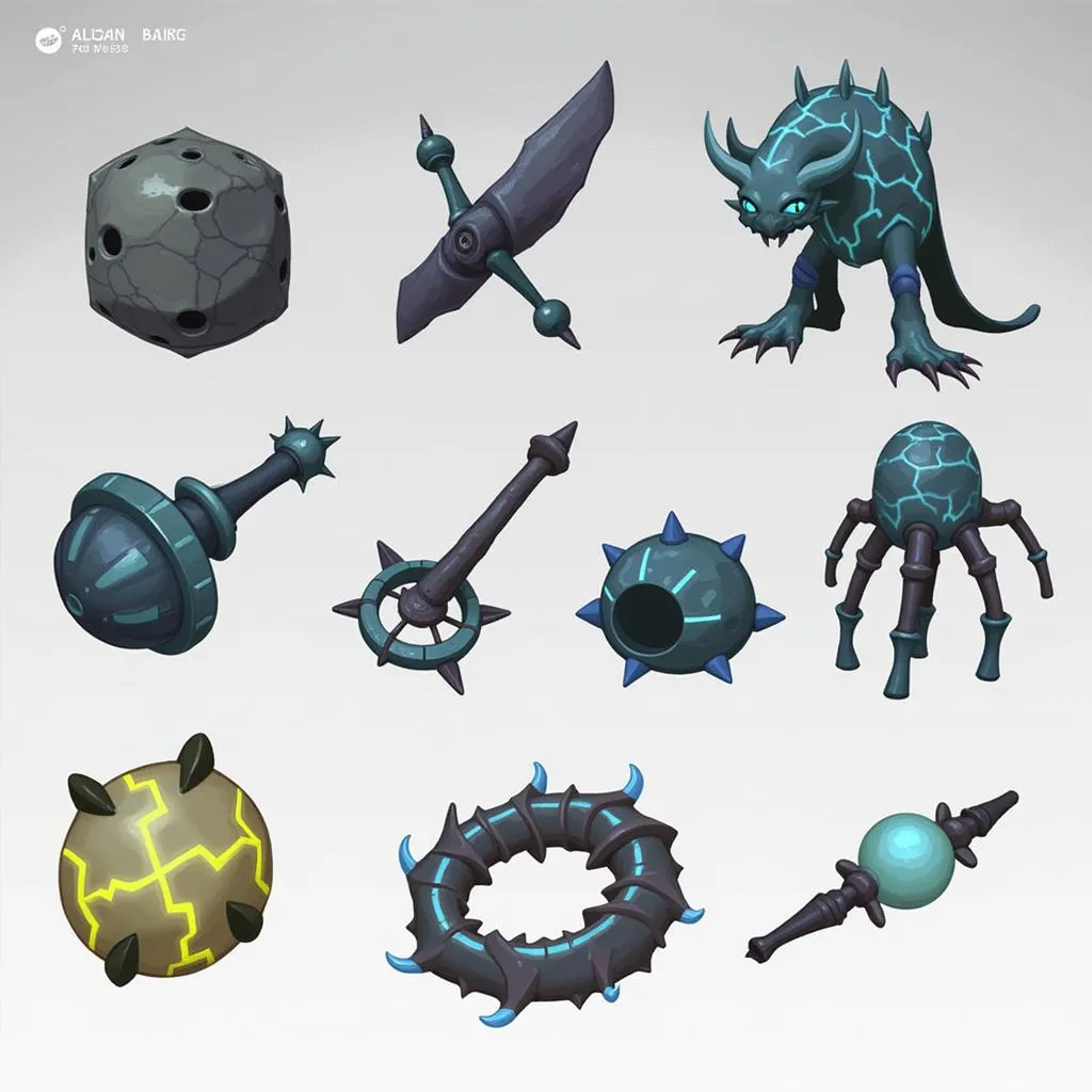 Exemples d'objets lunaires dans Risk of Rain 2