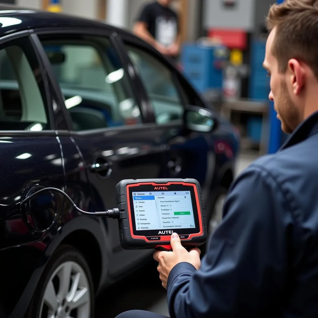 Scanner Autel en action sur une Peugeot 508