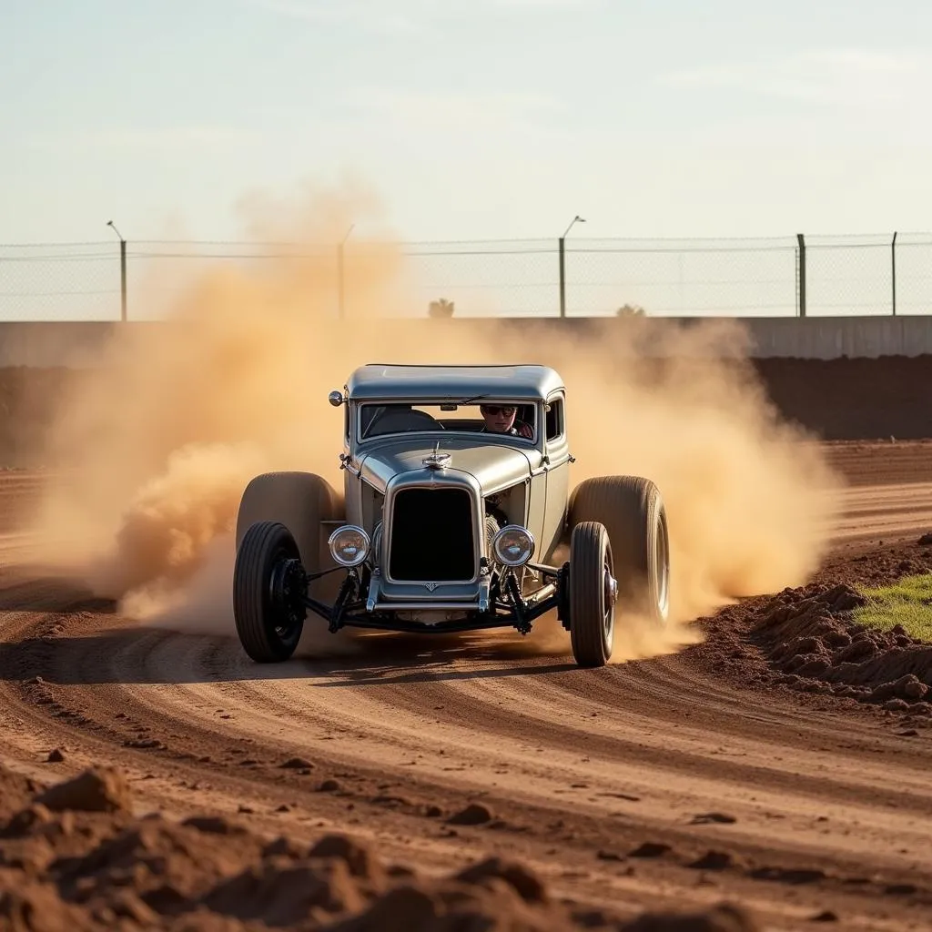 Sprint Car Vintage sur Piste Ovale