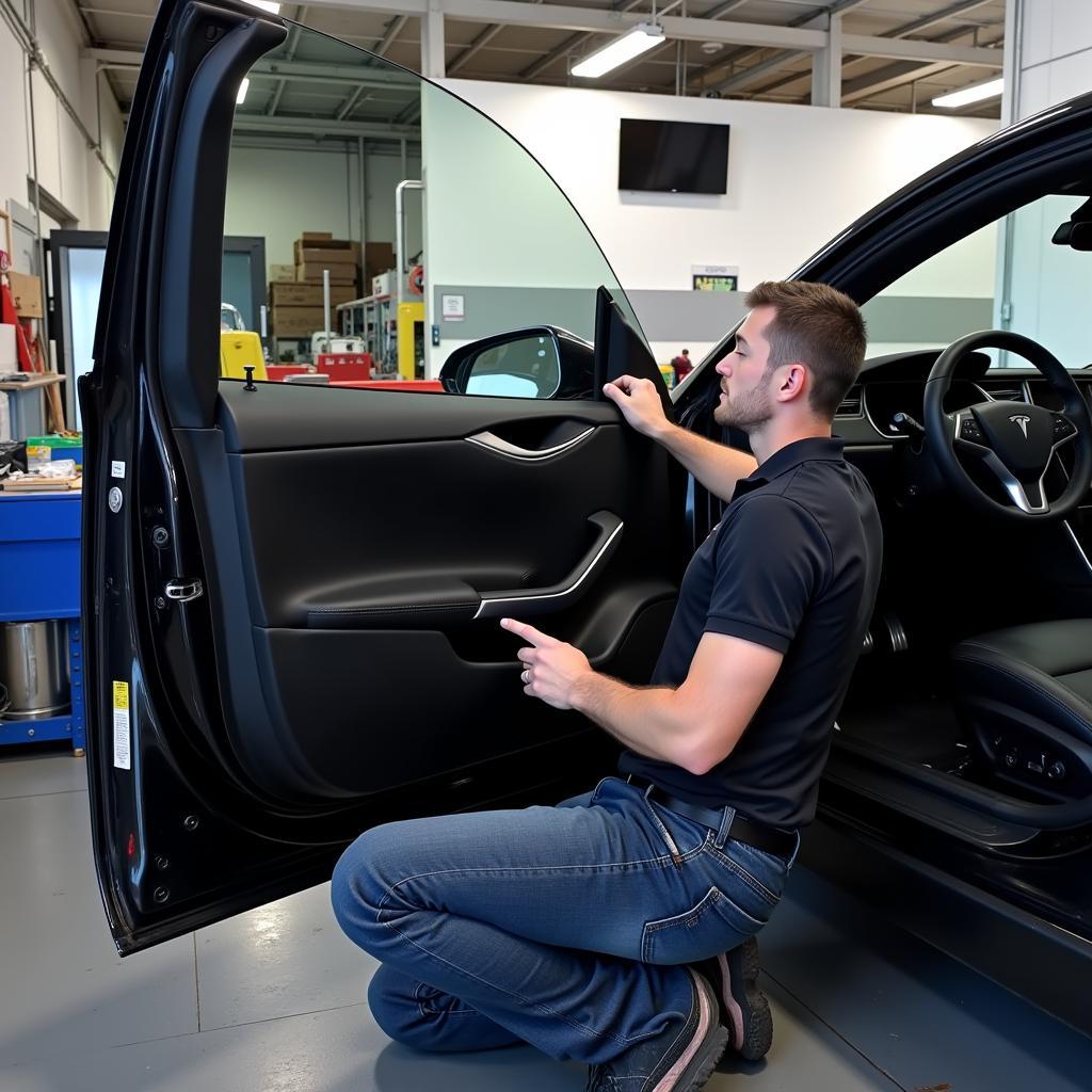 Inspection d'une voiture Tesla certifiée