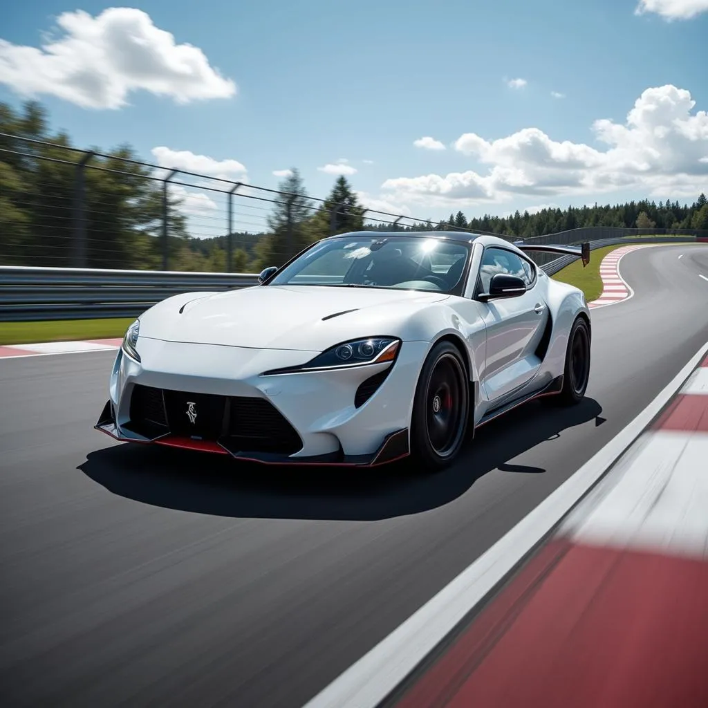 Voiture de sport moderne sur une piste de course