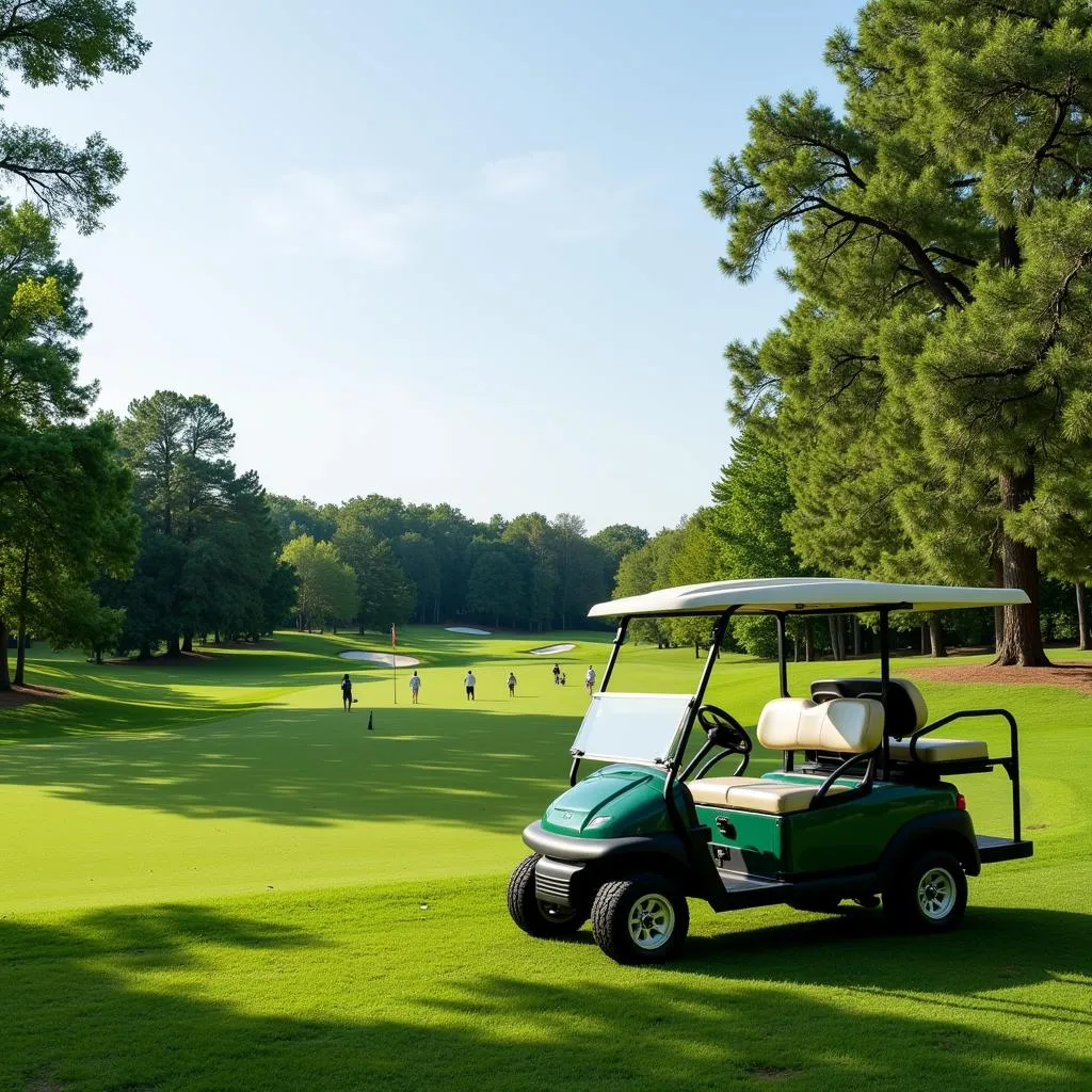 Voiturette de golf sur un terrain de golf