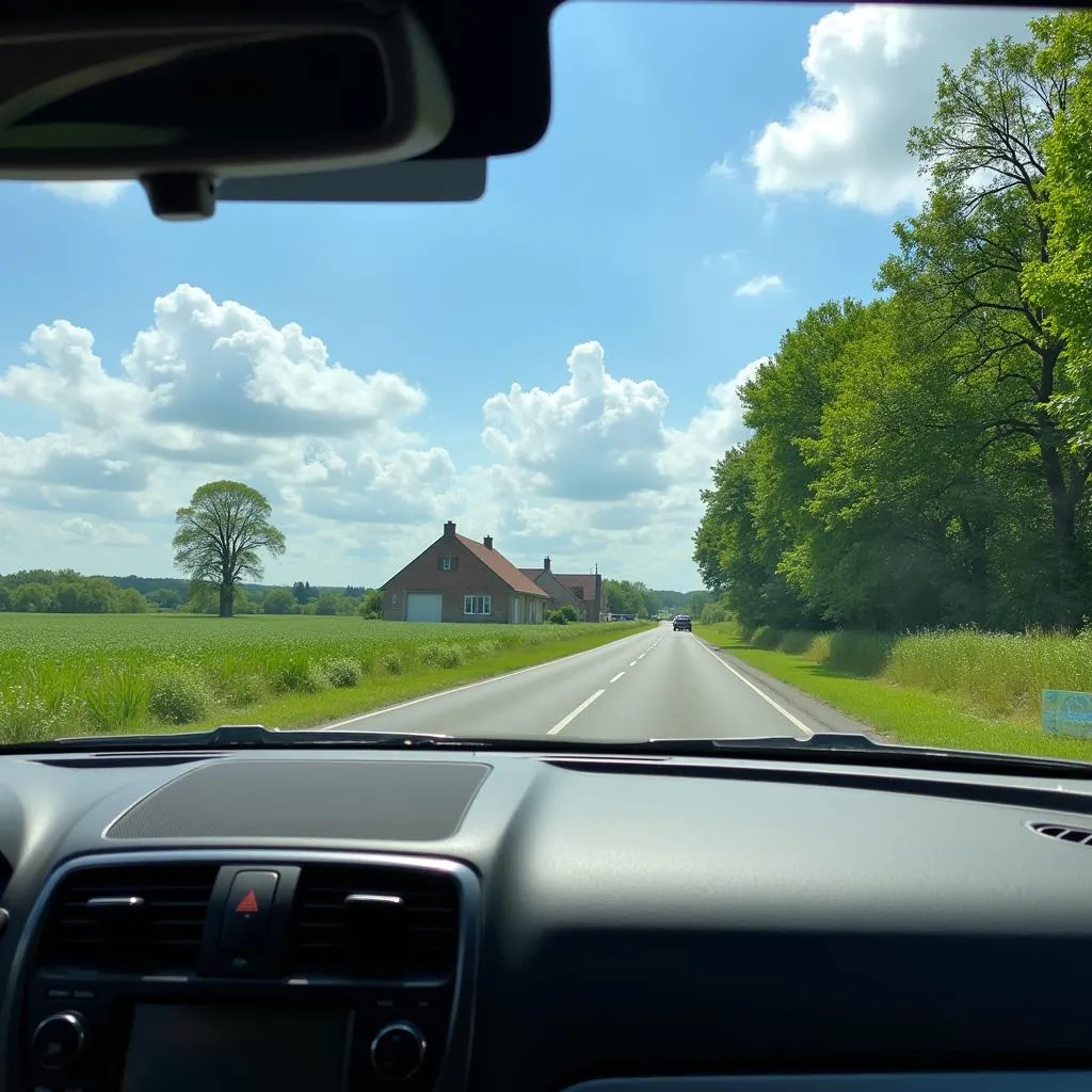 Voyage en voiture à travers la campagne française